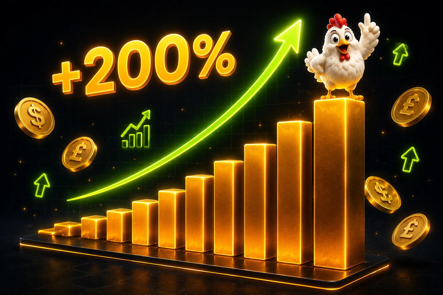Chicken Road earnings growth chart with chicken on top